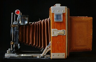 Vintage Camera. Old photo.Film cameras last century.