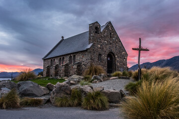 Fototapeta premium Church of the Good Shepherd, New Zealand The Church of the Good Shepherd is situated on the shores of Lake Tekapo.