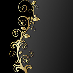 Square card vector with golden ornaments on gradient background isolated by layers