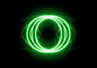 Fototapeta premium Green circle lightning, abstract electric element