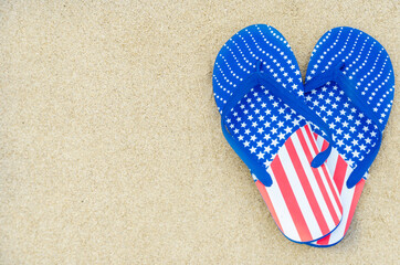 Obraz premium Patriotic USA background on the sandy beach