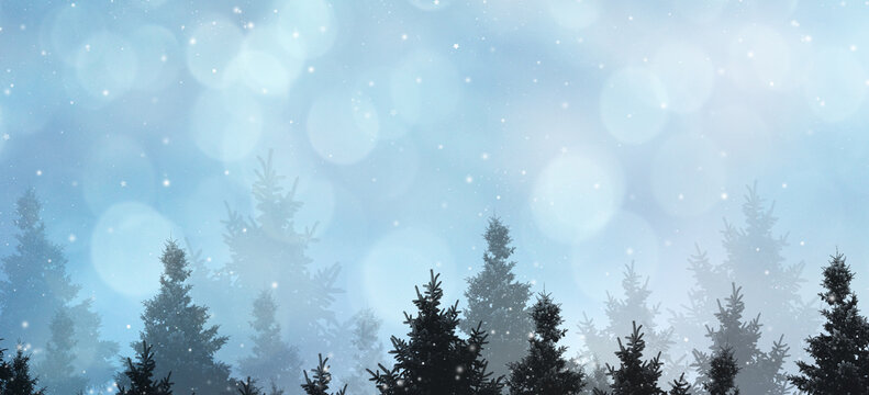 Winter background with trees 