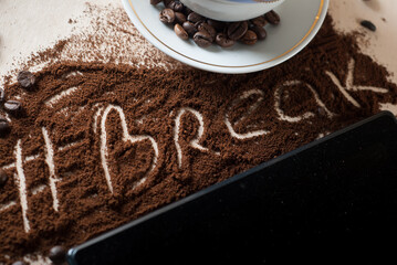 Cup with a hot beverage,