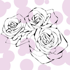 graphic line Illustration of abstract roses on a white background