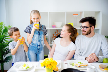 Family having breakfast