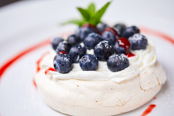 meringue dessert with fresh berries