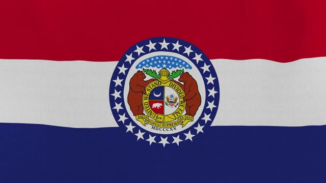Loopable: Missouri flag...Flag of state Missouri waving in the wind...Seamless loop...Made from ultra high-definition original with detailed fabric texture.