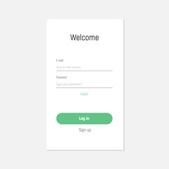 Login form. Green design.