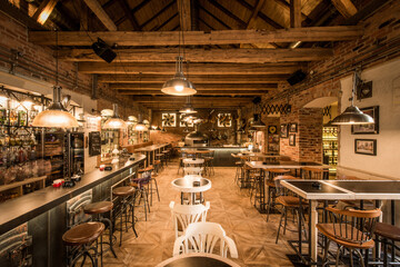 Retro houten loft café restaurant