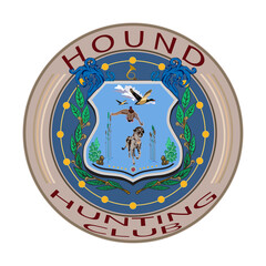 Hound hunting club badge vector illustration in flat style