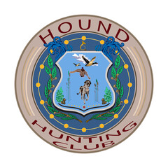 Hound hunting club badge vector illustration in flat style