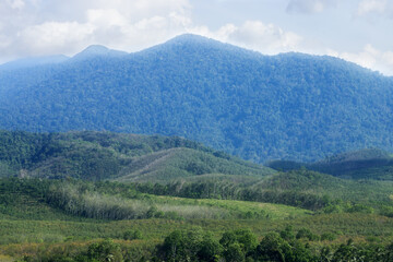 Views of the mountains and forests at the countryside. South of Thailand.