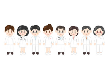 医療従事者の全身イラストセット