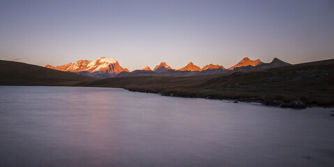 Sunset on Rosset lake at an altitude of 2709 meters.  Gran Paradiso national park