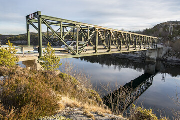Bridge on the canal Hitra Island TrÃ¸ndelag Norway Europe