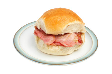 Bacon roll on a plate