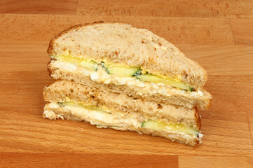 Egg mayonnaise and cucumber sandwich