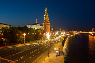 The Kremlin and the Kremlin embankment at night