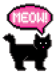 Meowing 8-Bit Cat