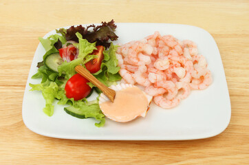 Prawns and salad