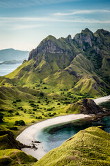 Fototapeta Landscape view from the top of Padar island in Komodo islands, Flores, Indonesia. obraz