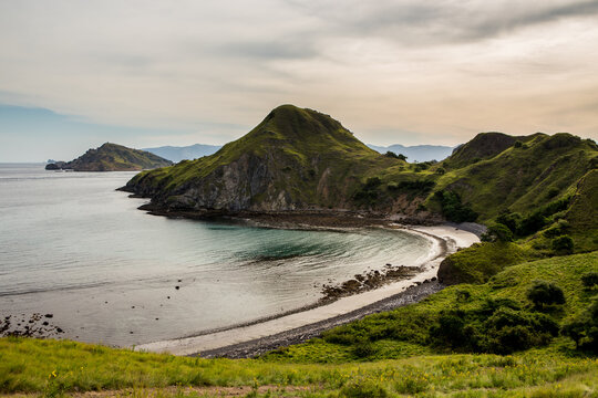 Landscape view from the top of Padar island in Komodo islands, Flores, Indonesia.