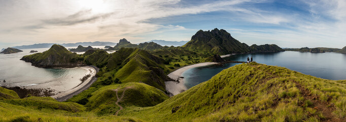 Landscape view from the top of Padar island in Komodo islands, Flores, Indonesia.
