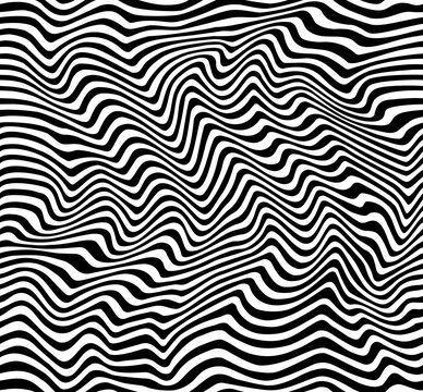 Op Art Stripes Pattern in Black and White