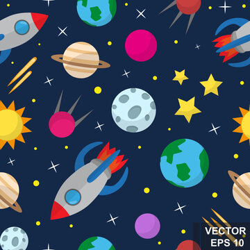 Seamless space pattern. Children's. For your design.