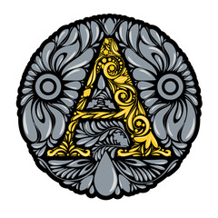 Beautiful capital letter decorated with curls