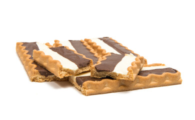 Biscuits with chocolate milk filling isolated