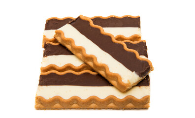 Biscuits with chocolate milk filling isolated