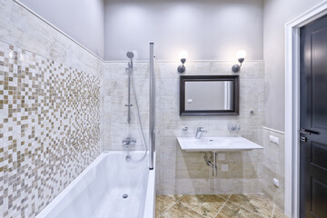 Modern interior of the bathroom in the new house.