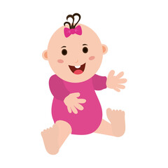 happy smiling female baby in onesie icon image vector illustration design 