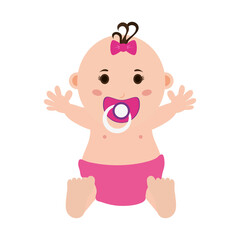 female baby with pacifier icon image vector illustration design 