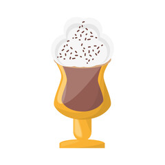 Cold coffee drink in glass cup icon vector illustration graphic design