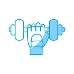 hand with dumbbells icon over white background. vector illustration