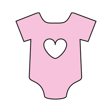 Flat line baby bodysuit with heart over white background vector illustration