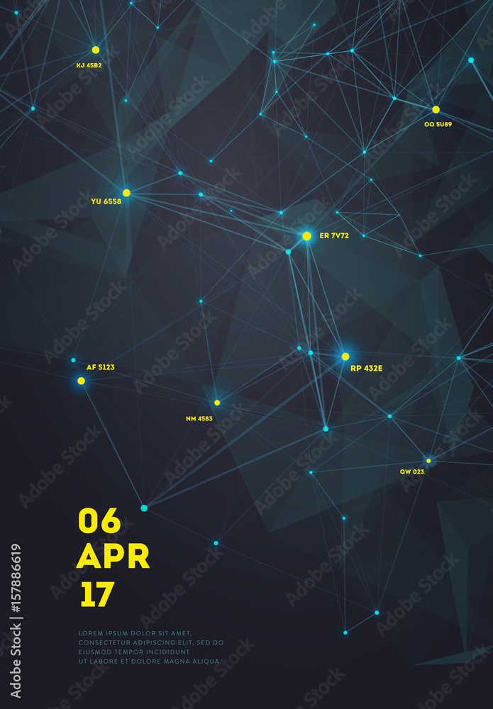 Poster 3d abstract mesh background with circles, lines and triangular shapes design layout for your busines