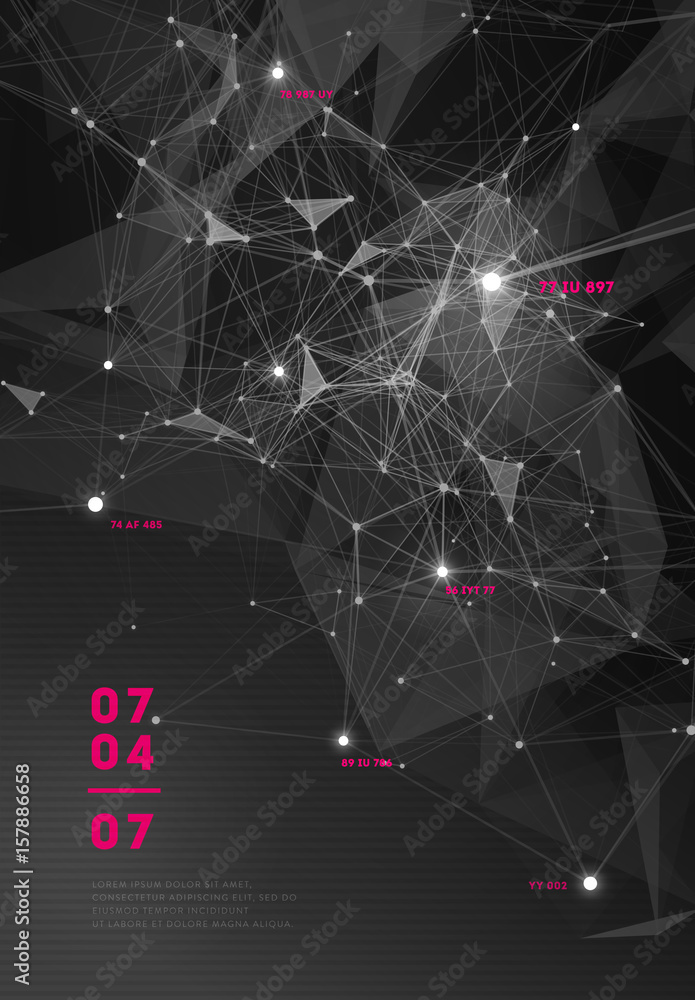 Fototapete 3d abstract mesh background with circles, lines and triangular shapes design layout for your busines