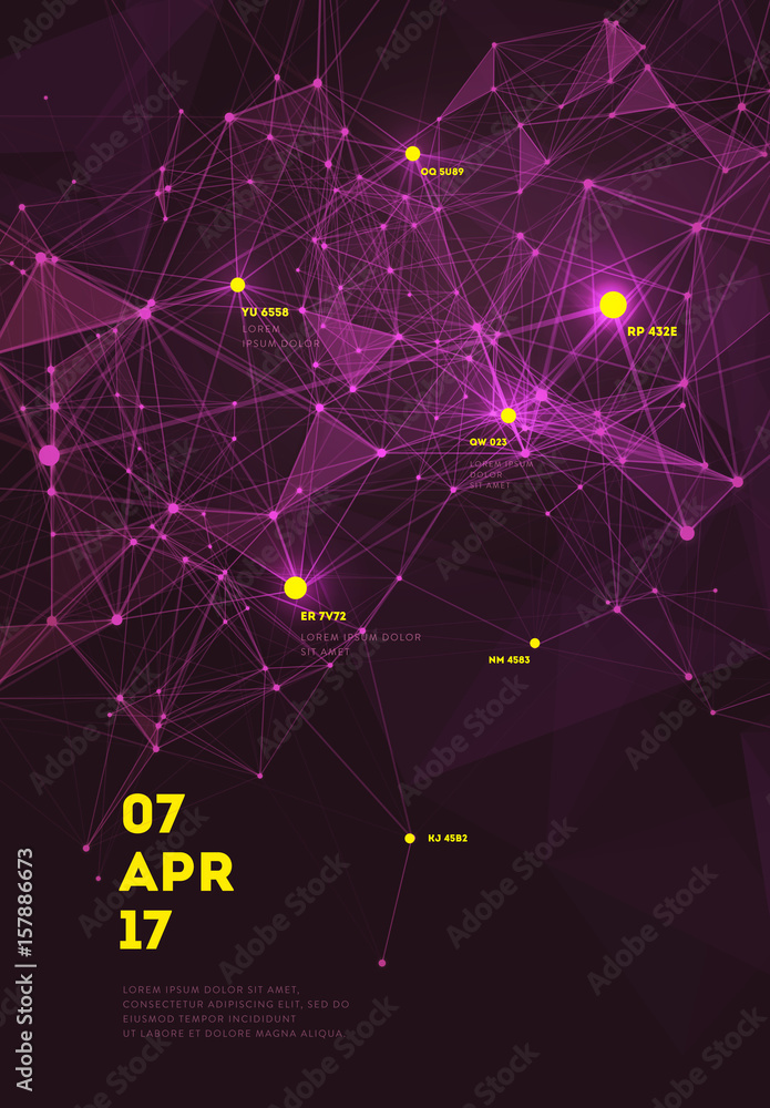 Poster 3d abstract mesh background with circles, lines and triangular shapes design layout for your busines