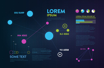 Futuristic infographic. Information aesthetic design. Complex data threads graphic visualization. Abstract data graph.