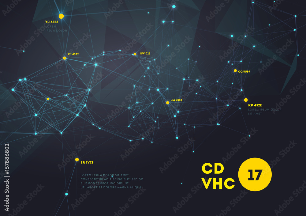 Poster 3d abstract mesh background with circles, lines and triangular shapes design layout for your busines