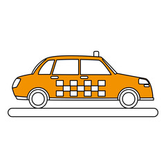 Fototapeta na wymiar Flat line taxi cab over white background vector illustration