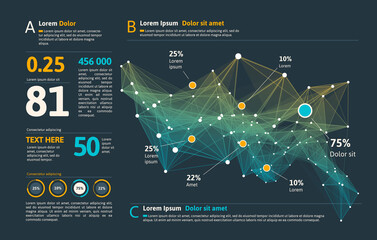 Futuristic infographic. Information aesthetic design. Complex data threads graphic visualization. Abstract data graph