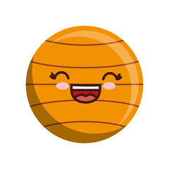 kawaii basketball ball icon over white background colorful design vector illustration