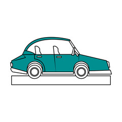 Flat line teal car over white background vector illustration