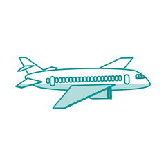 Flat line monocromatic airplane over white background vector illustration