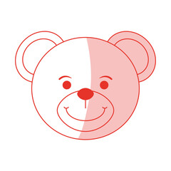 Flat line monocromatic teddy bear face over white background vector illustration