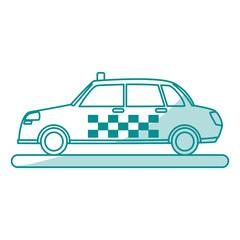 Flat line monocromatic taxi cab over white background vector illustration